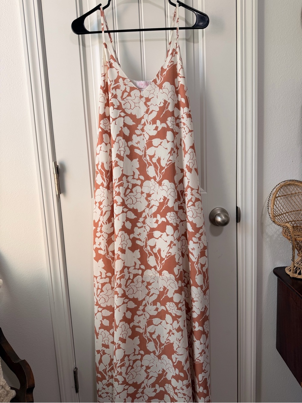 Pink Lily White and Terracotta Floral Slip Dress